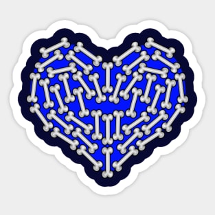 Blue Heart made of Bones Sticker